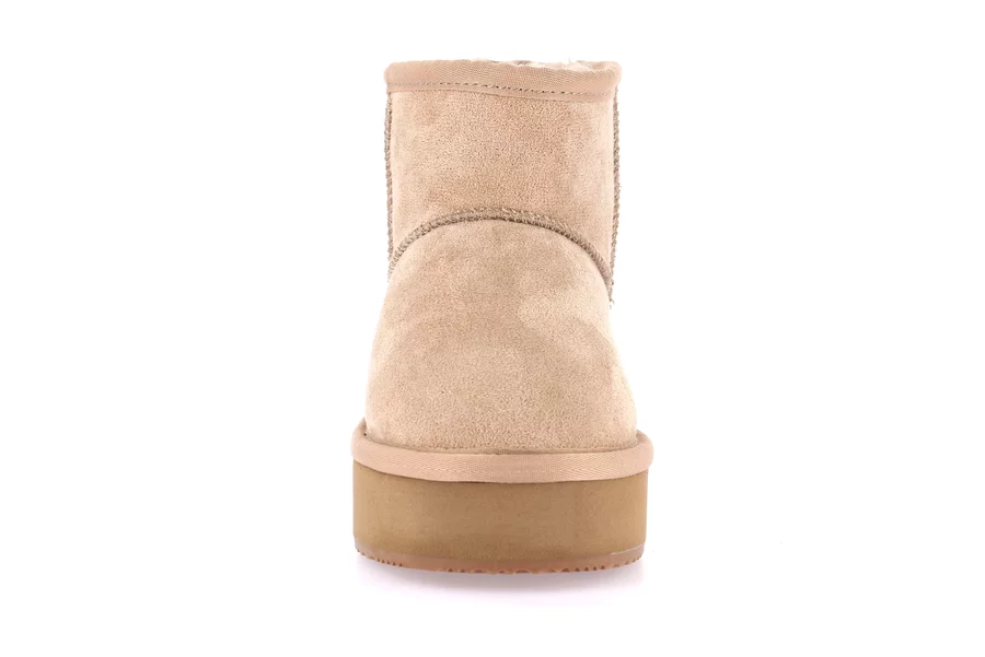 Faux fur ankle boot with light wedge heel PO2145 - TAUPE | Grünland Junior