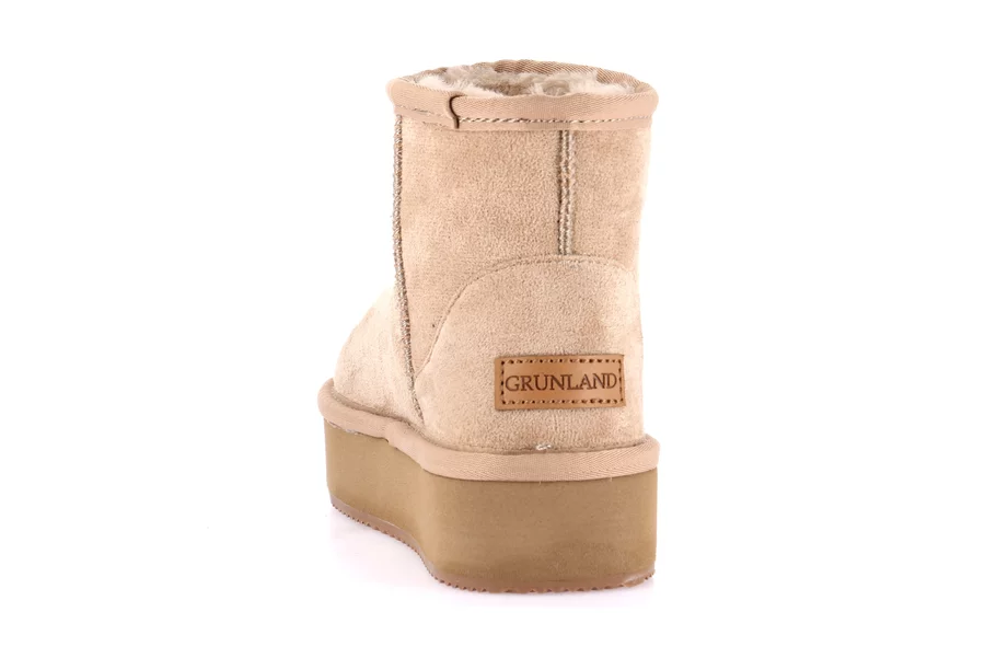 Faux fur ankle boot with light wedge heel PO2145 - TAUPE | Grünland Junior