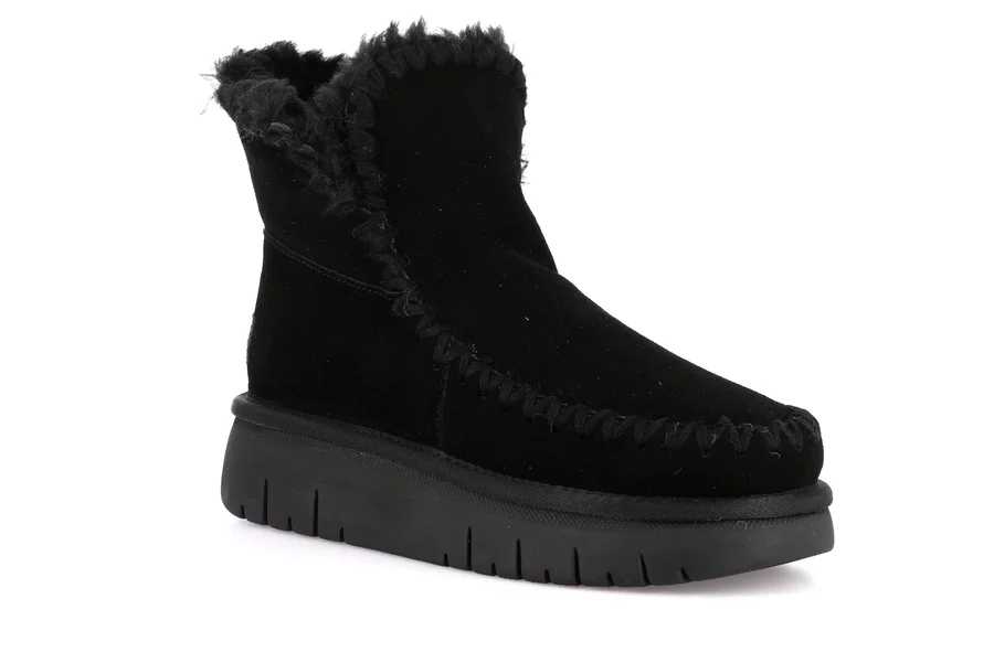 Suede cozy ankle boot | CHOT PO2147 - BLACK | Grünland