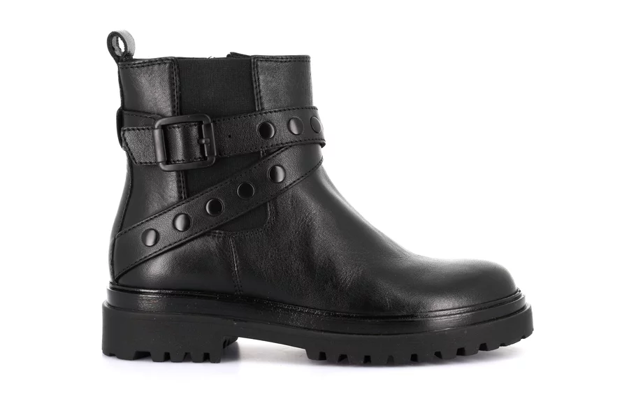 Beatles in leather with studded lace | COPP PO2157 - BLACK | Grünland Junior