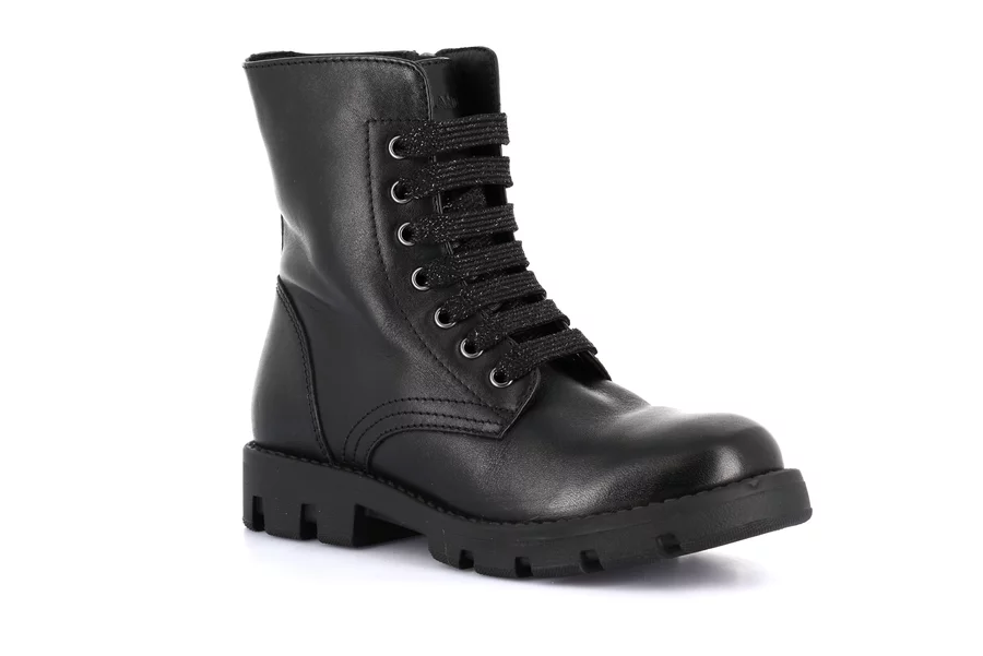 Combat boot with laces and side zip | CLIP PO2158 - BLACK | Grünland Junior