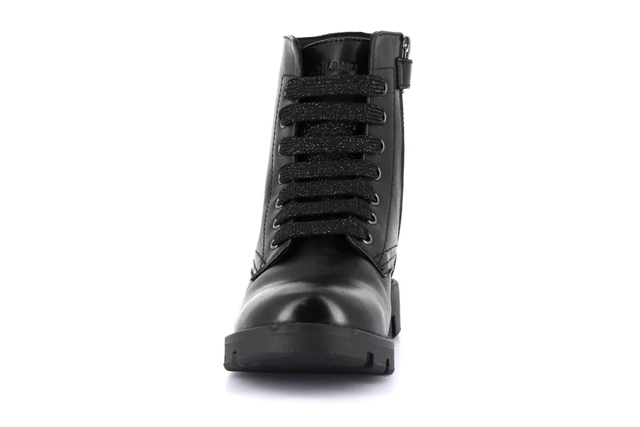 Combat boot with laces and side zip | CLIP PO2158 - BLACK | Grünland Junior