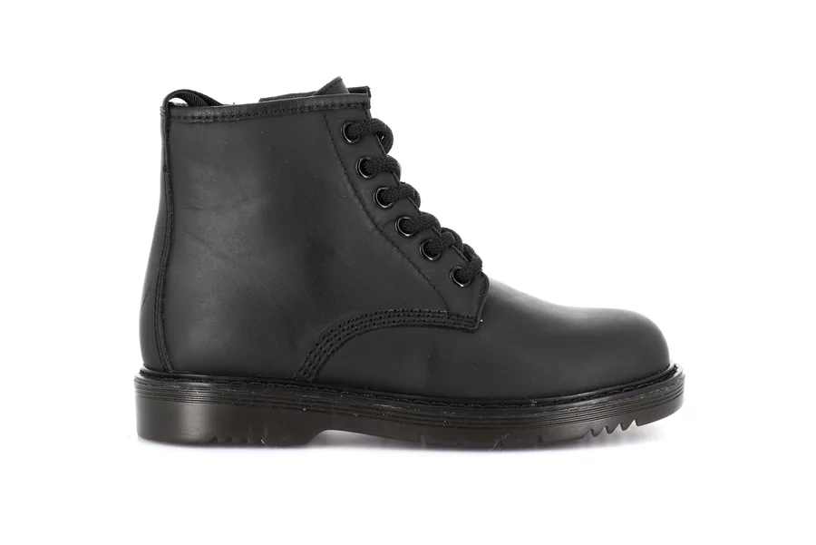 Ankle boot in leather with side zipper | TABA PO2302 - BLACK | Grünland Junior