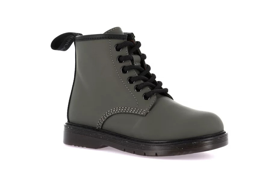 Ankle boot in leather with side zipper | TABA PO2302 - OLIVA | Grünland Junior