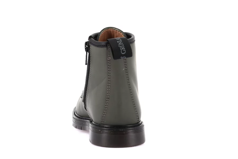 Ankle boot in leather with side zipper | TABA PO2302 - OLIVA | Grünland Junior