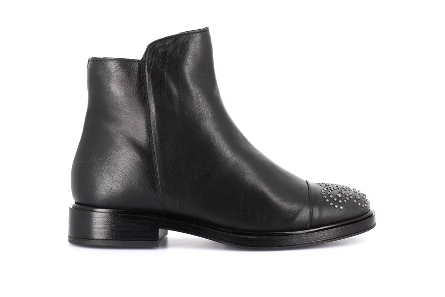 Women's genuine leather ankle boot | AFFE PO2383 - BLACK | Grünland