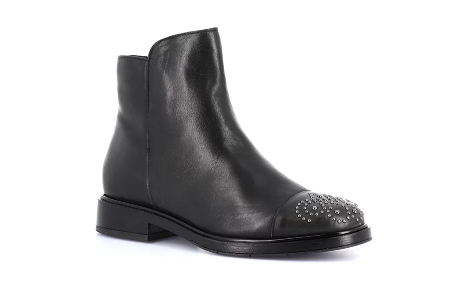 Women's genuine leather ankle boot | AFFE PO2383 - BLACK | Grünland