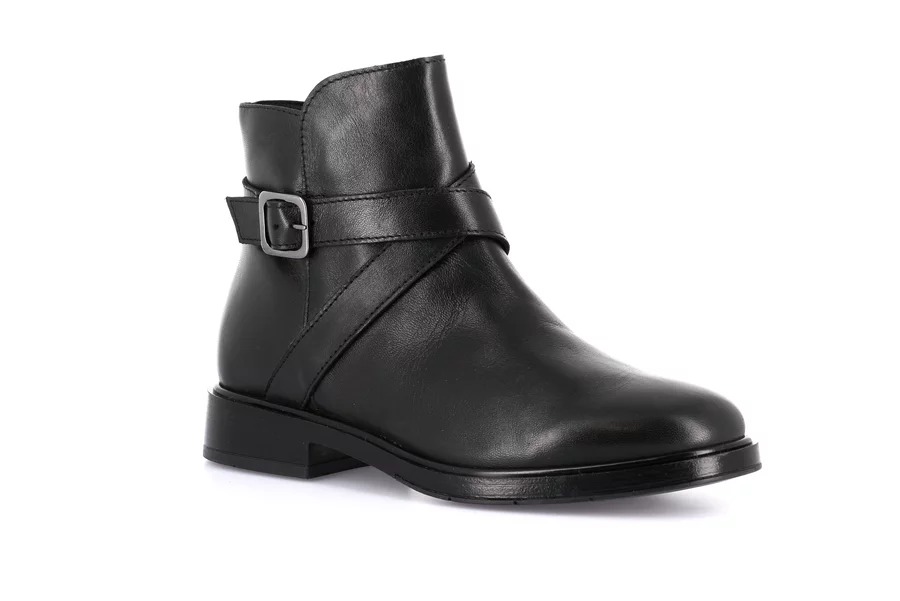 Women's genuine leather ankle boot | AFFE PO2386 - BLACK | Grünland