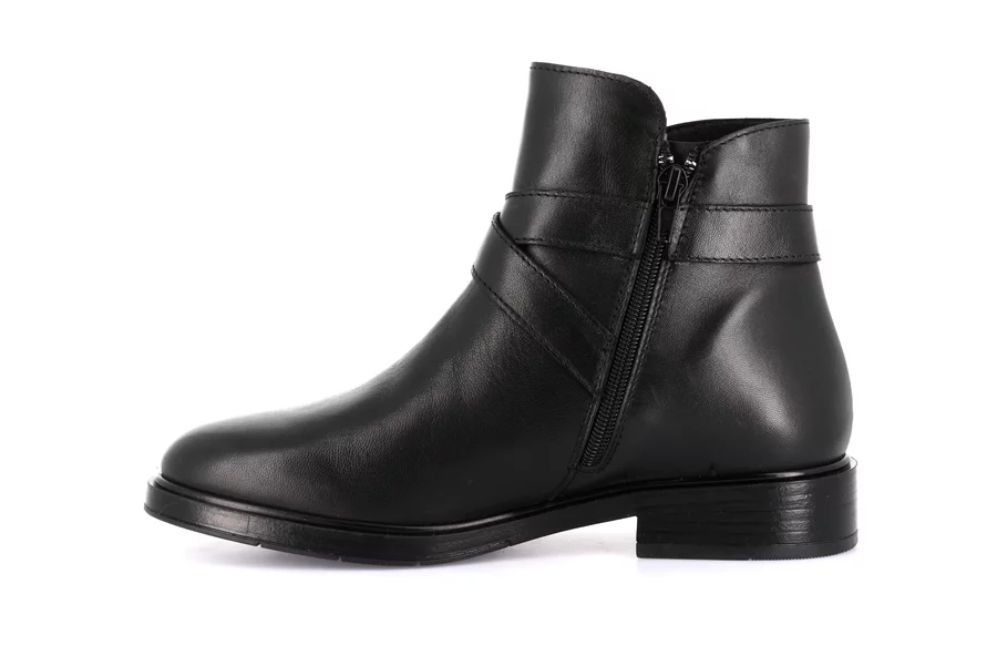 Women's genuine leather ankle boot | AFFE PO2386 - BLACK | Grünland