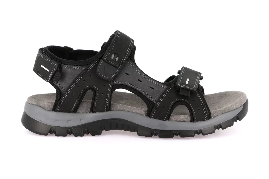 Men's sporty leather sandal | MELT SA0236 - BLACK | Grünland