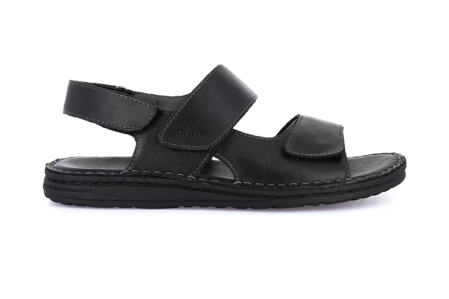 Sandal LAPO in genuine leather SA1241 - BLACK | Grünland