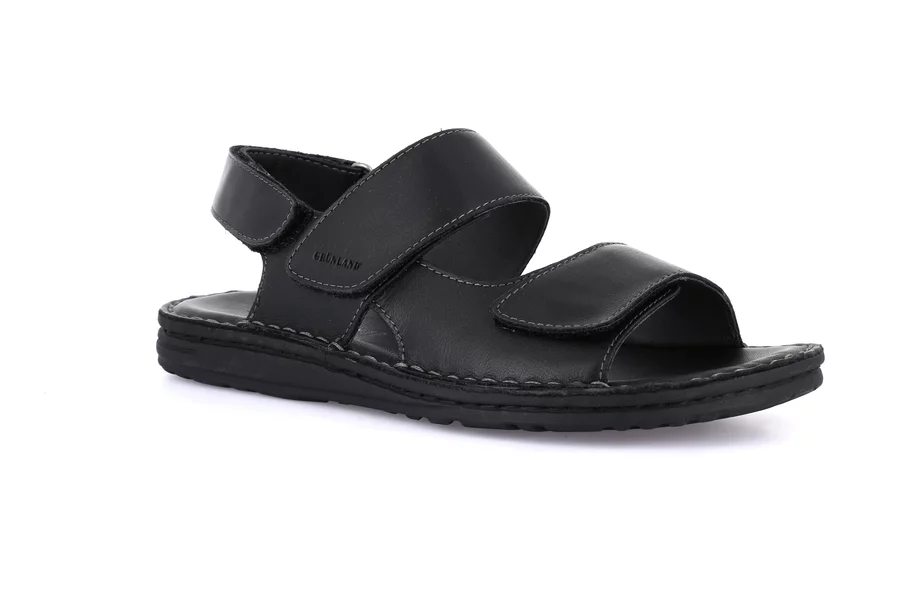 Sandal LAPO in genuine leather SA1241 - BLACK | Grünland