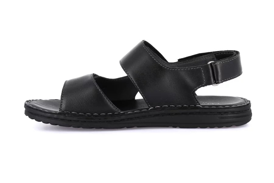 Sandal LAPO in genuine leather SA1241 - BLACK | Grünland