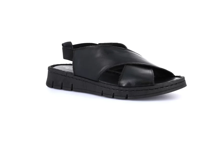 Sandalo sporty in vera pelle | GITA SA1891 - NERO | Grünland