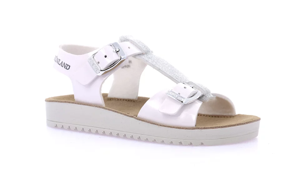 Sandalo doppia fibbia con T-Bar SA2051 - BIANCO | Grünland Junior