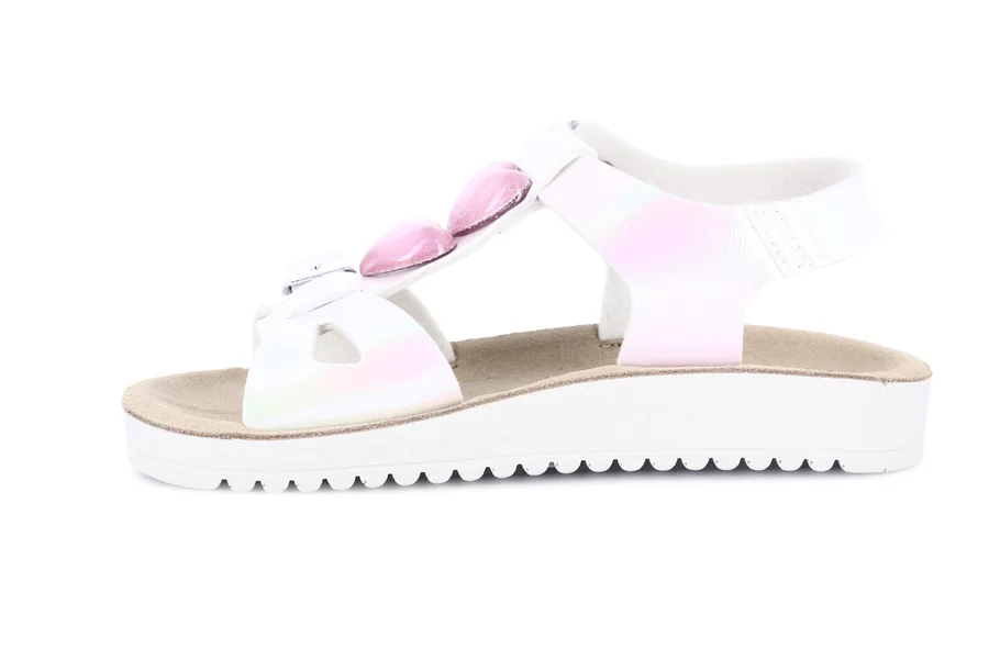 Sandale mit T-Bar und Herzen  | GRIS SA2057 - IRIDESCENTE | Grünland Junior