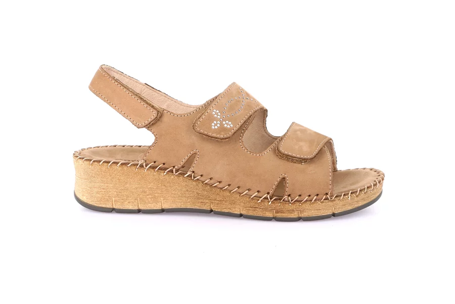 Comfort sandal with handmade stitching | PALO SA2170 - TAUPE | Grünland