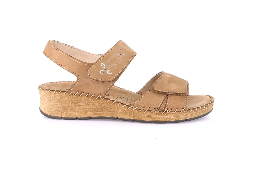 Comfort sandal with handmade stitching | PALO SA2171 - TAUPE | Grünland