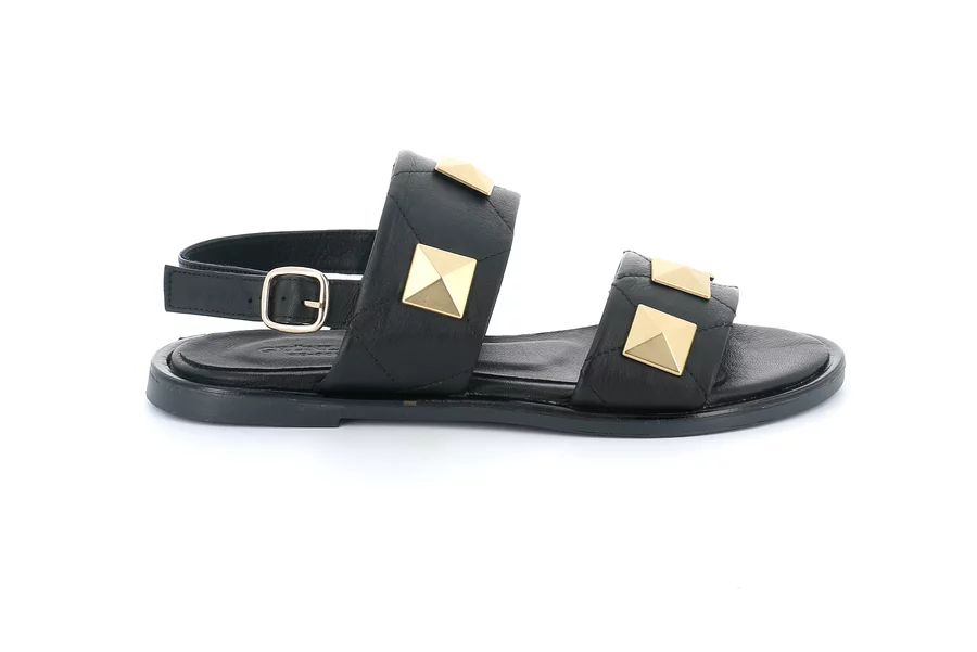 Sandal with applications | FANE SA2858 - BLACK | Grünland