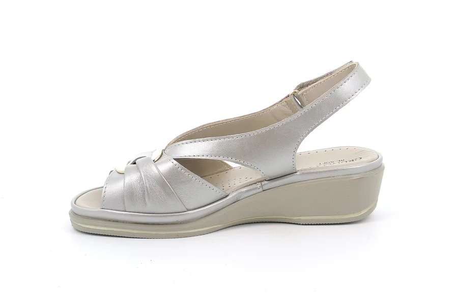 Sandalo comfort in pelle | ELOI  SA6240 - OSTRICA | Grünland