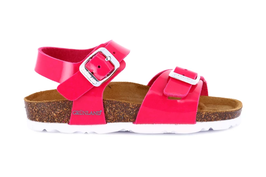 Double buckle cork sandal | LUCE SB0018 - FUXIA | Grünland Junior