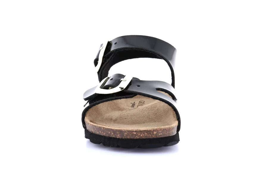 Double buckle cork sandal | LUCE SB0018 - BLACK | Grünland Junior