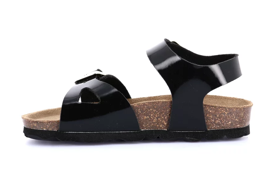 Double buckle cork sandal | LUCE SB0018 - BLACK | Grünland Junior