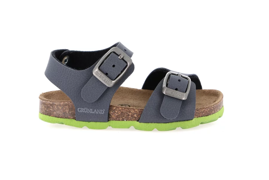 Sandal with two buckles for children | ARIA SB0025 - BLU-LIME | Grünland Junior