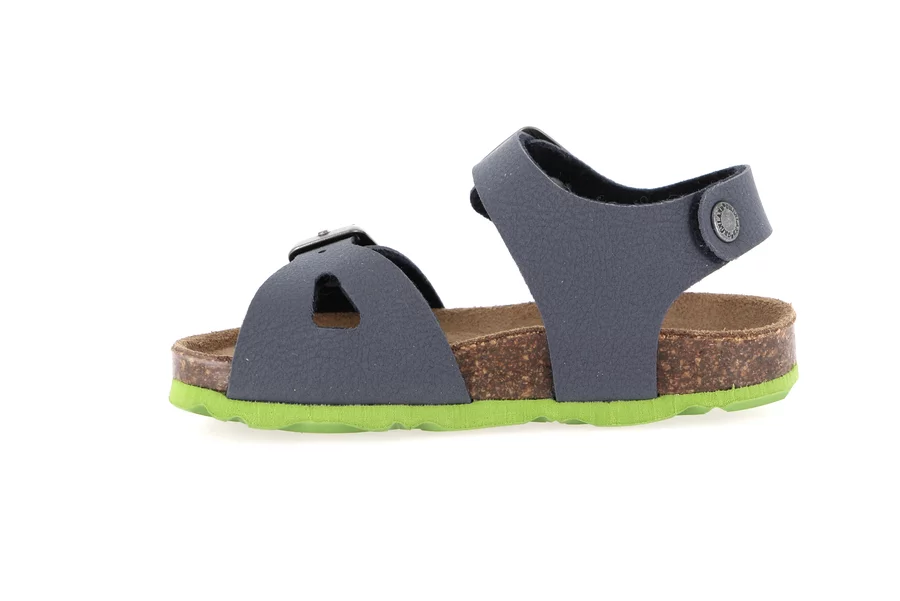 Sandal with two buckles for children | ARIA SB0025 - BLU-LIME | Grünland Junior