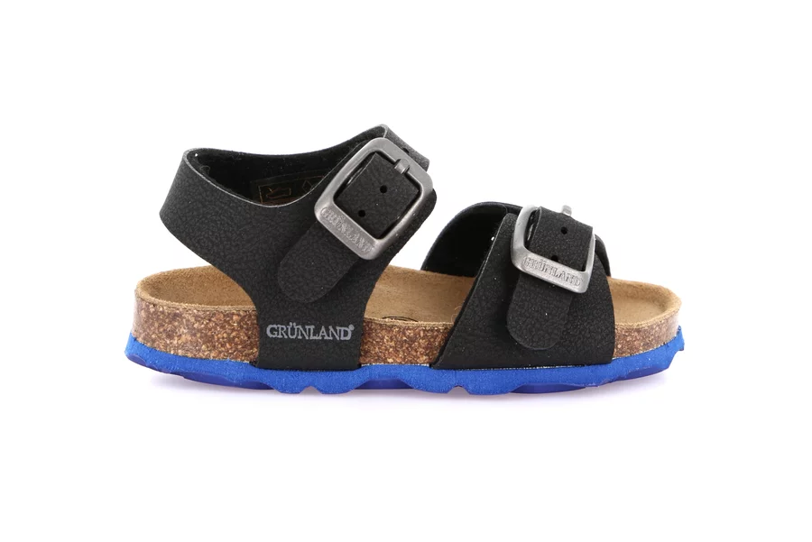 Sandal with two buckles for children | ARIA SB0025 - NERO-ROYAL | Grünland Junior