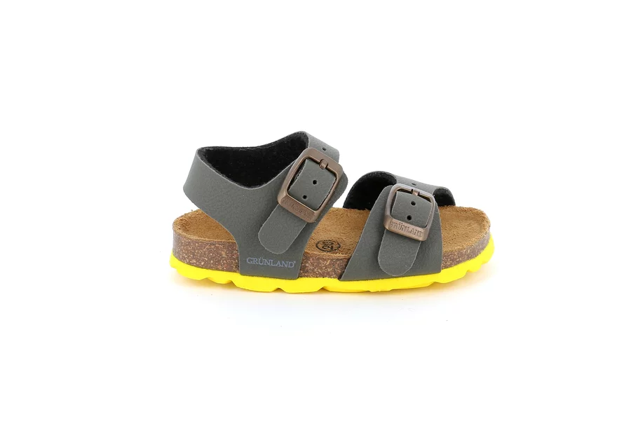 Sandalo due fibbie da bambino | ARIA SB0025 - OLIVA-GIALLO | Grünland Junior