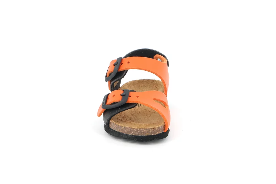 Sandale aus recyceltem Material | ARIA SB0027 - NERO-ARANCIO | Grünland Junior