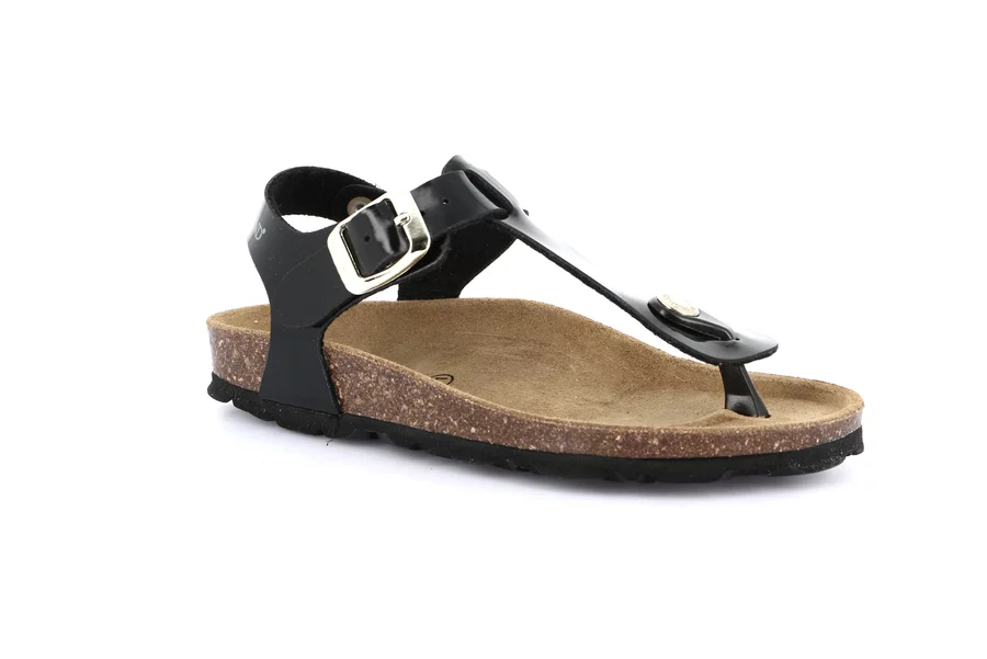 Cork Sandal Flip-Flop | LUCE SB0031 - BLACK | Grünland Junior