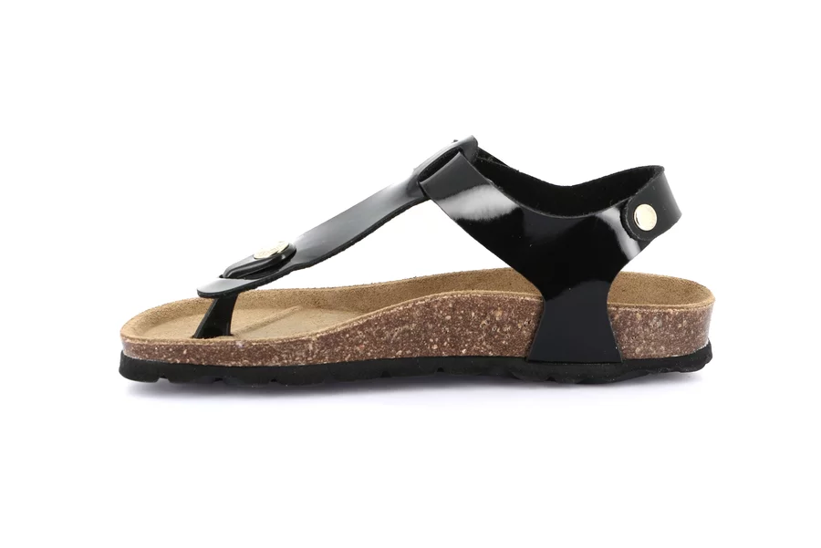 Cork Sandal Flip-Flop | LUCE SB0031 - BLACK | Grünland Junior