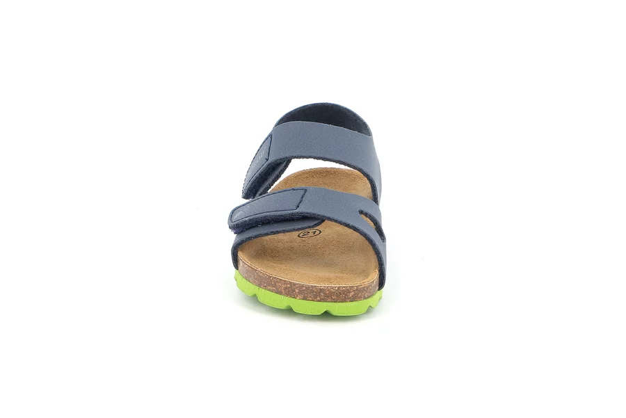 Sandalo da bambino con doppia chiusura strappo | ARIA SB0094 - BLU-LIME | Grünland Junior