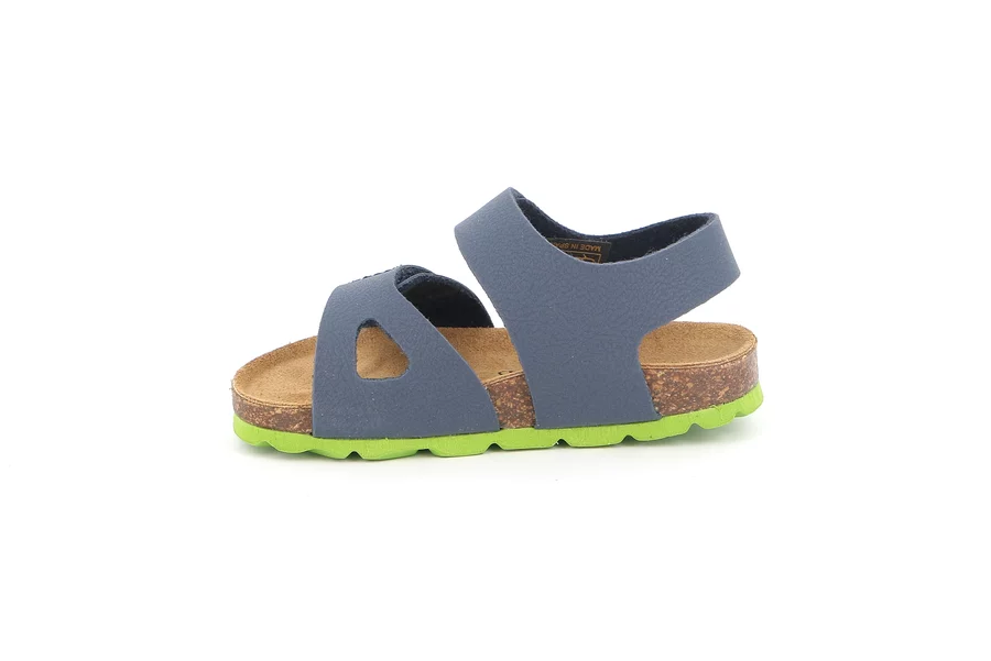 Sandalo da bambino con doppia chiusura strappo | ARIA SB0094 - BLU-LIME | Grünland Junior