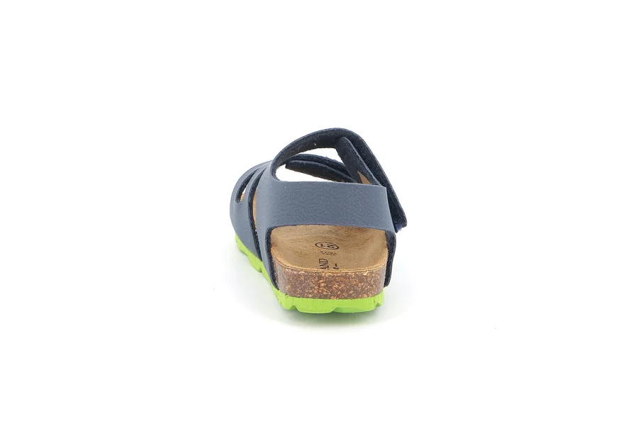 Sandalo da bambino con doppia chiusura strappo | ARIA SB0094 - BLU-LIME | Grünland Junior