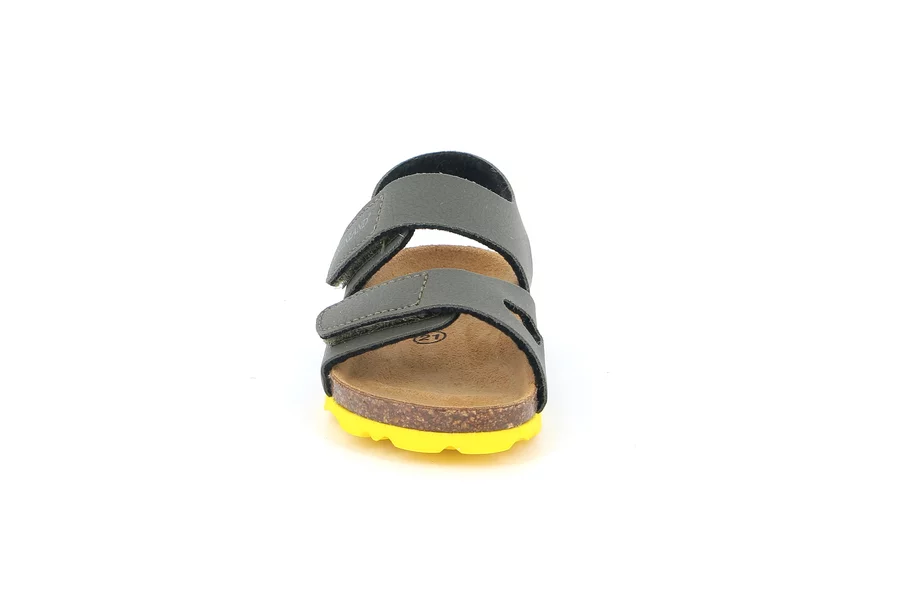 Sandalo da bambino con doppia chiusura strappo | ARIA SB0094 - OLIVA-GIALLO | Grünland Junior