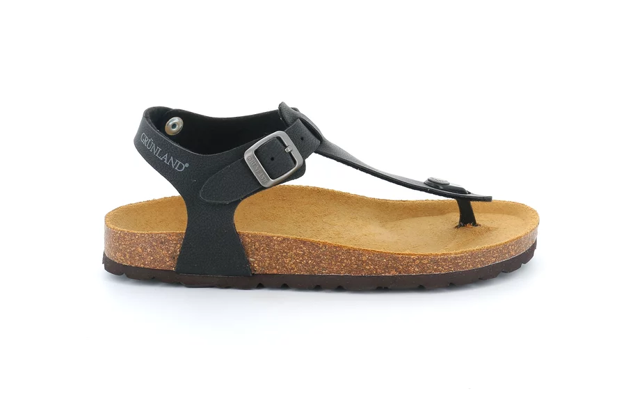 Cork sandal with buckle | SARA SB0215 - BLACK | Grünland
