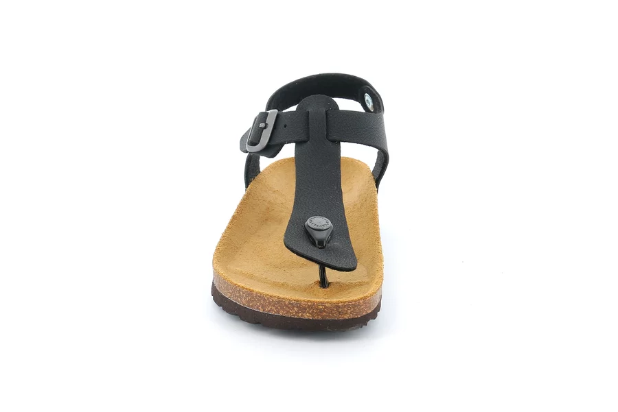Cork sandal with buckle | SARA SB0215 - BLACK | Grünland