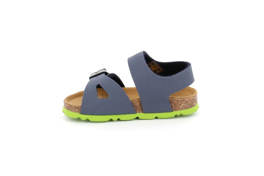 Sandaletto con strappo + fibbia | ARIA SB0231 - BLU-LIME | Grünland Junior