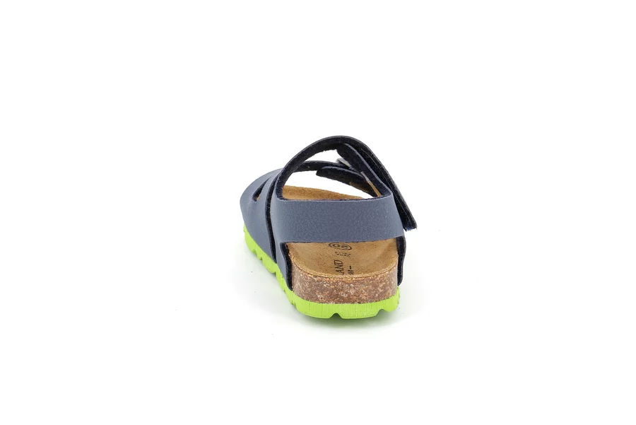 Sandaletto con strappo + fibbia | ARIA SB0231 - BLU-LIME | Grünland Junior