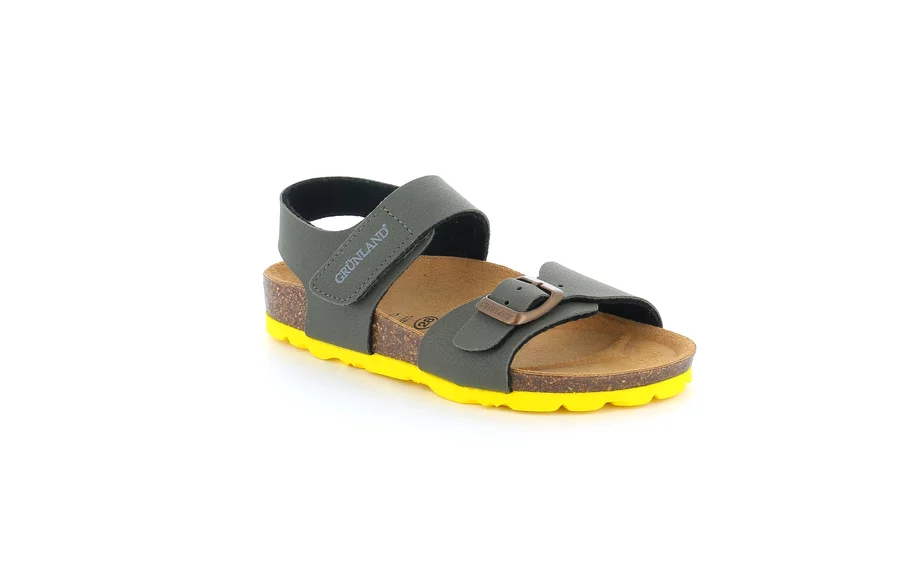 Sandalo classico da bambino SB0234 - OLIVA-GIALLO | Grünland Junior