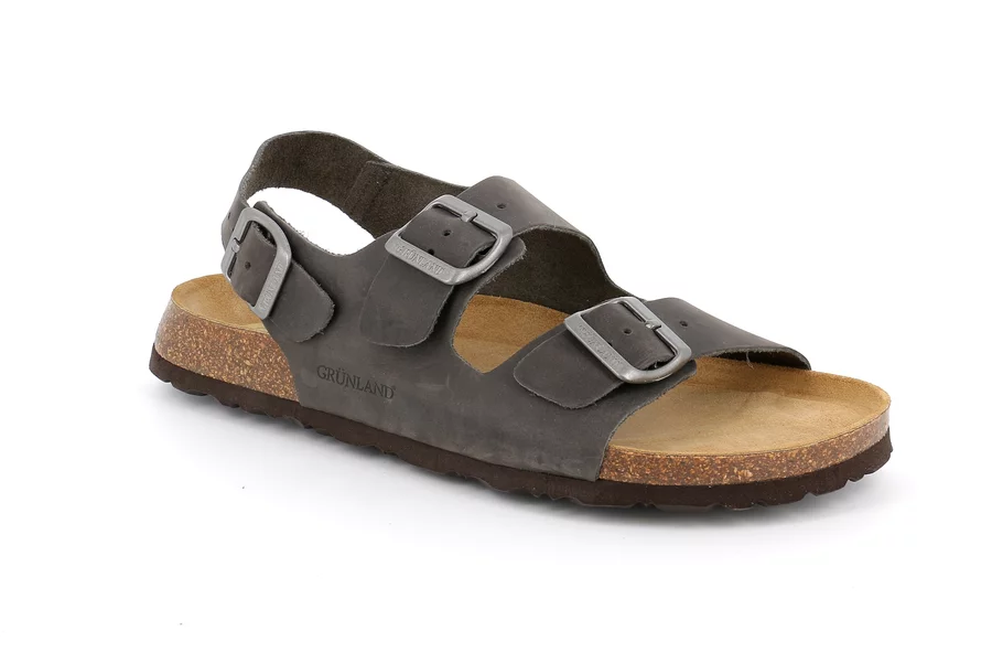 Sandal in genuine leather | BOBO SB0396 - ANTRACITE | Grünland