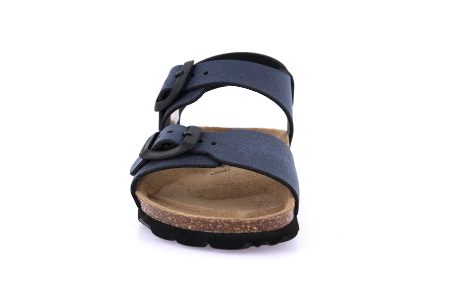Double buckle sandal in eco-suede SB0635 - BLUE | Grünland Junior