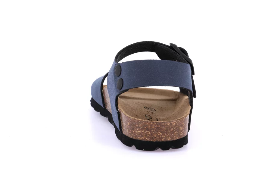 Double buckle sandal in eco-suede SB0635 - BLUE | Grünland Junior