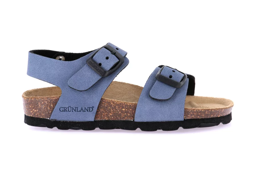 Sandalo doppia fibbia in eco-suede SB0635 - JEANS | Grünland Junior