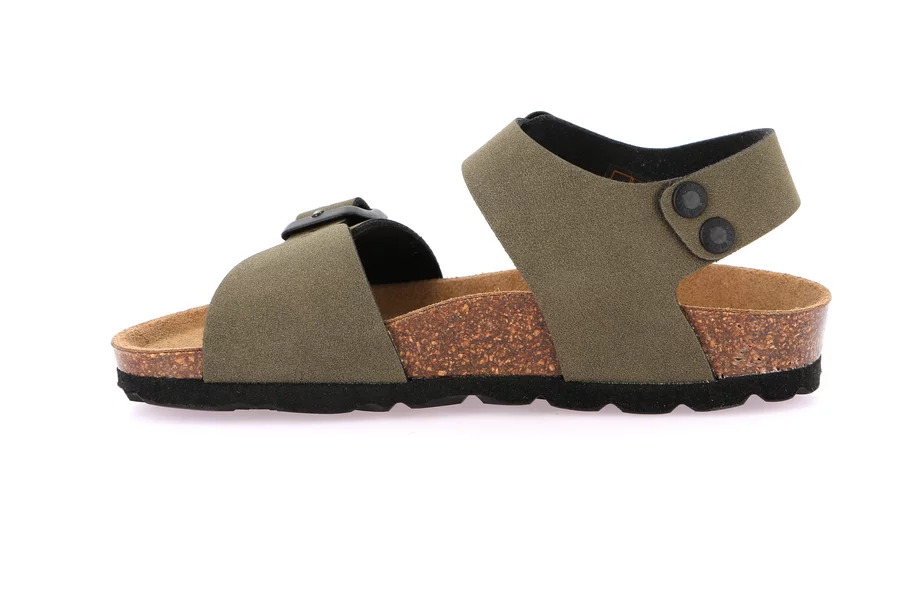 Sandalo doppia fibbia in eco-suede SB0635 - OLIVA | Grünland Junior