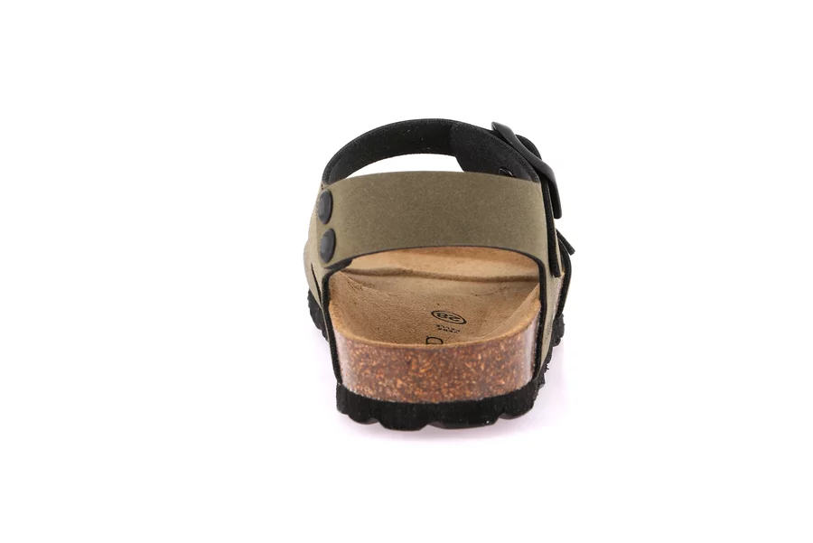 Sandalo doppia fibbia in eco-suede SB0635 - OLIVA | Grünland Junior