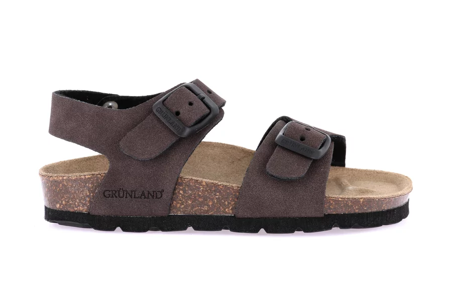 Sandalo doppia fibbia in eco-suede SB0635 - TESTA DI MORO | Grünland Junior